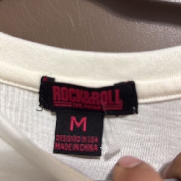 Rock&Roll Women’s Cream Graphic Fringe T-Shirt - Picture 5 of 6